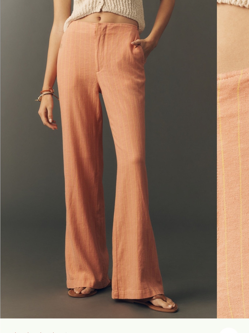 Anthro striped linen blend pant